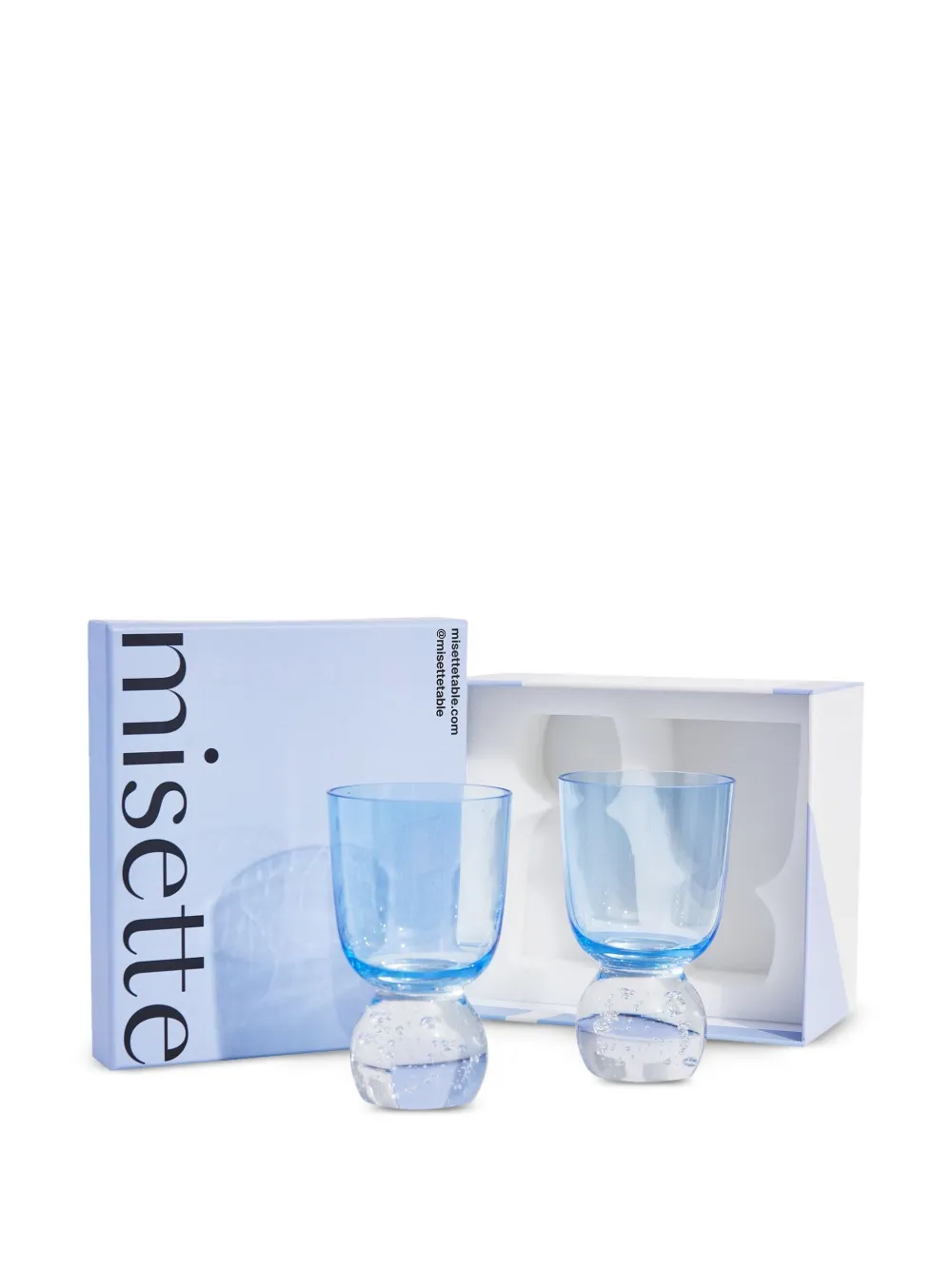 Misette Bubble-base Glass Tumbler (set Of Two) In Blue