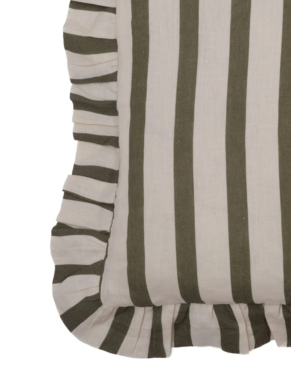 Amuse La Bouche Stripe Ruffle Cushion Cover In Green