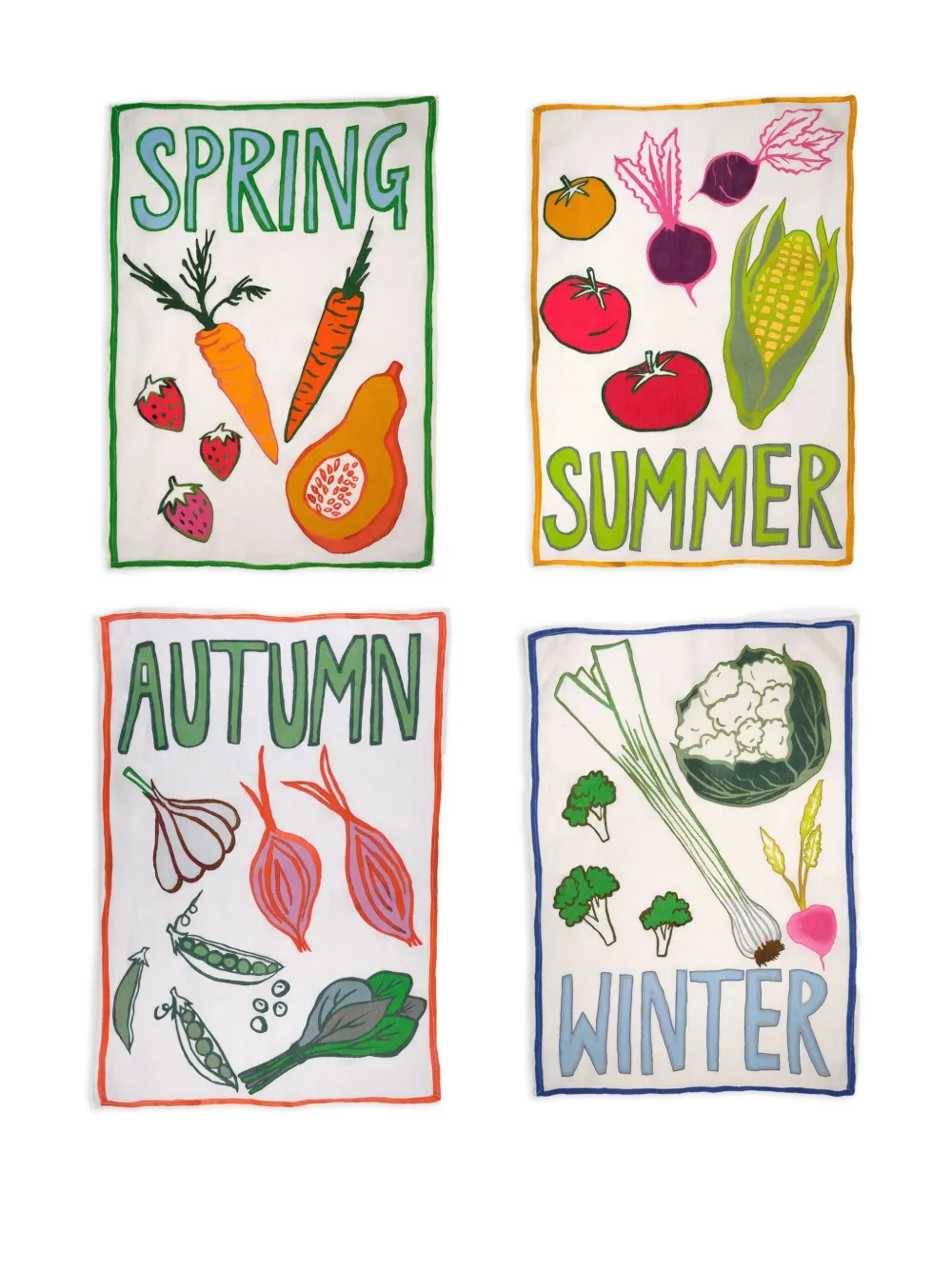 Amuse La Bouche seasonal-vegetable tea towels (set of four) | Multicolour | Image 1