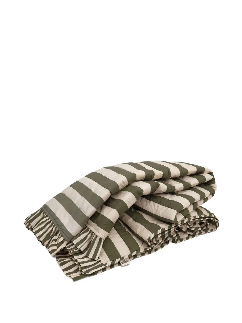 Amuse La Bouche Striped Ruffled Quilt In Green