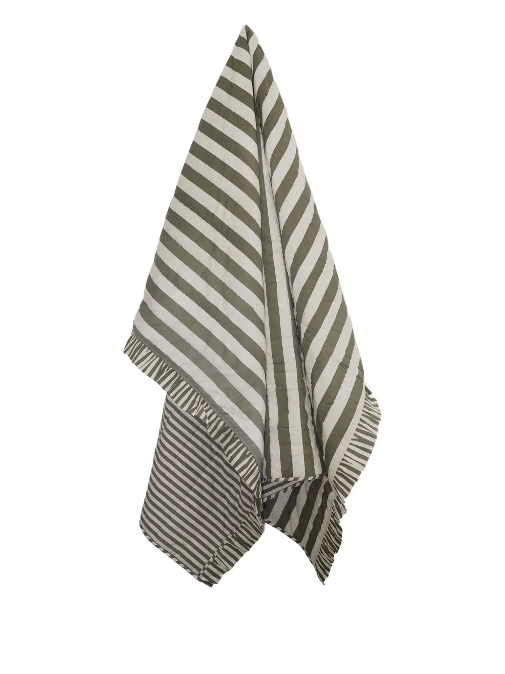 Amuse La Bouche Striped Ruffled Quilt In Green