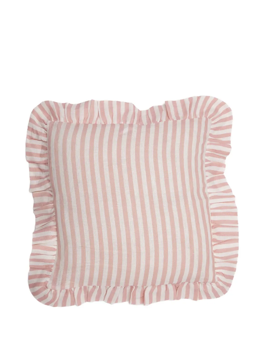 Amuse La Bouche Striped Ruffled Cushion Cover (45x45cm) In Pink