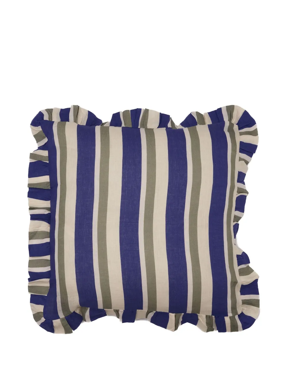 Amuse La Bouche Striped Ruffled Cushion Cover In Blue