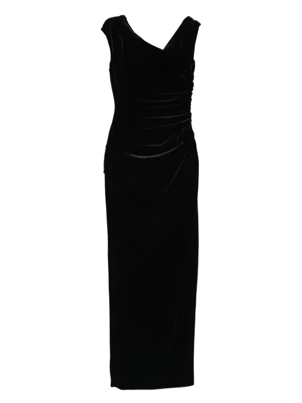 SIR. Ettore Draped Velvet Dress | Black | FARFETCH CA