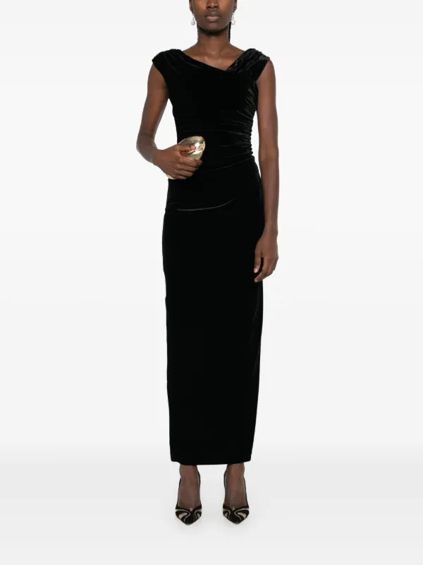 SIR. Ettore Draped Velvet Dress | Black | FARFETCH CA