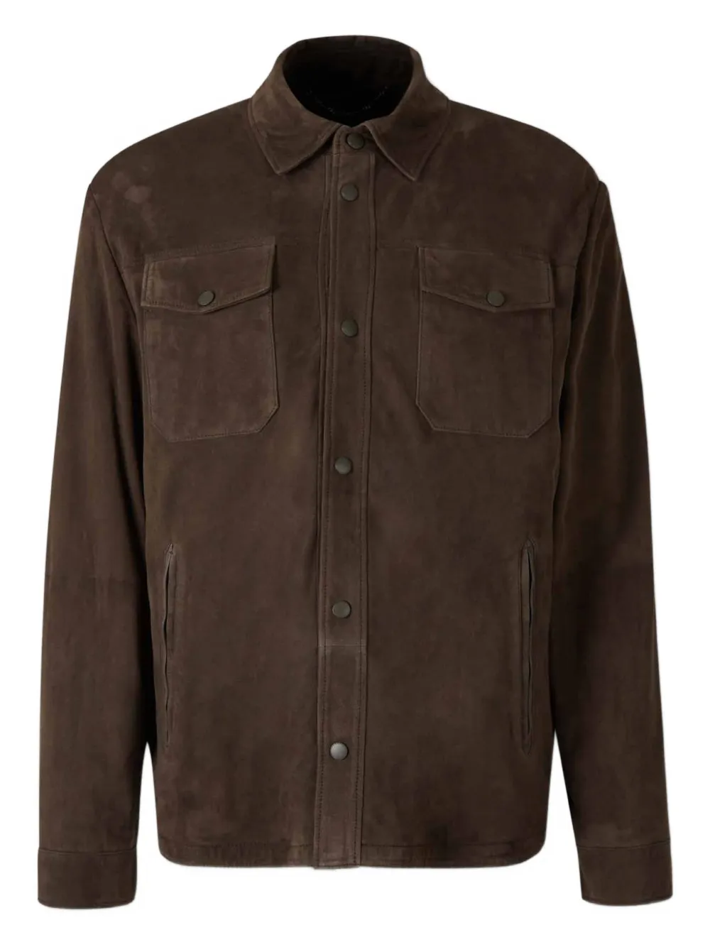 Canali suede button-fastening shirt jacket Bruin