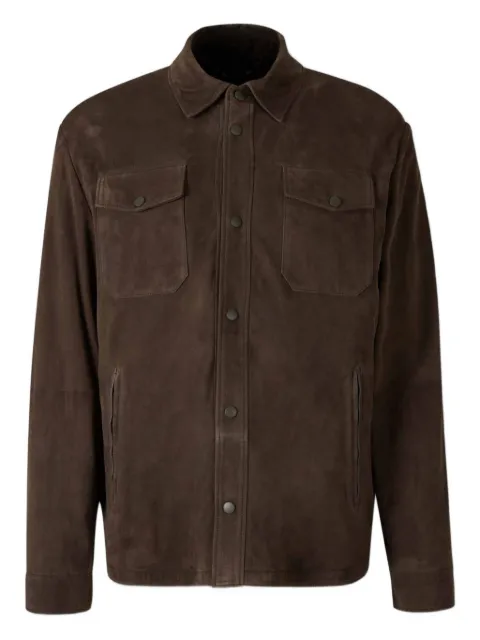 Canali suede button-fastening shirt jacket