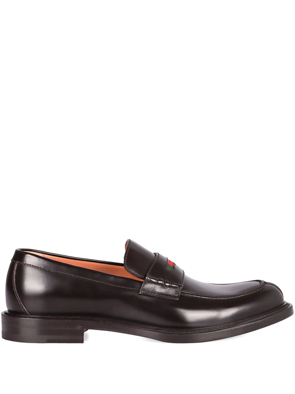 Gucci Web-stripe leather loafers Brown