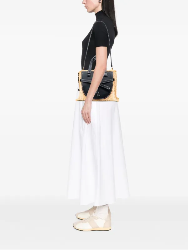 Loewe Pre-Owned 2019 Small Raffia And Leather Gate Top Handle Bag - Main Image