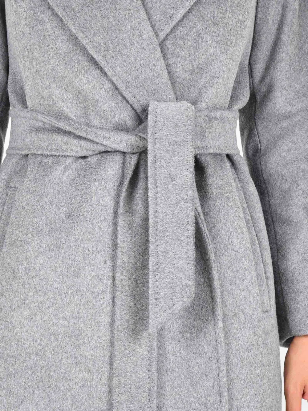 Max Mara Ajaccio Belted Coat In Gray