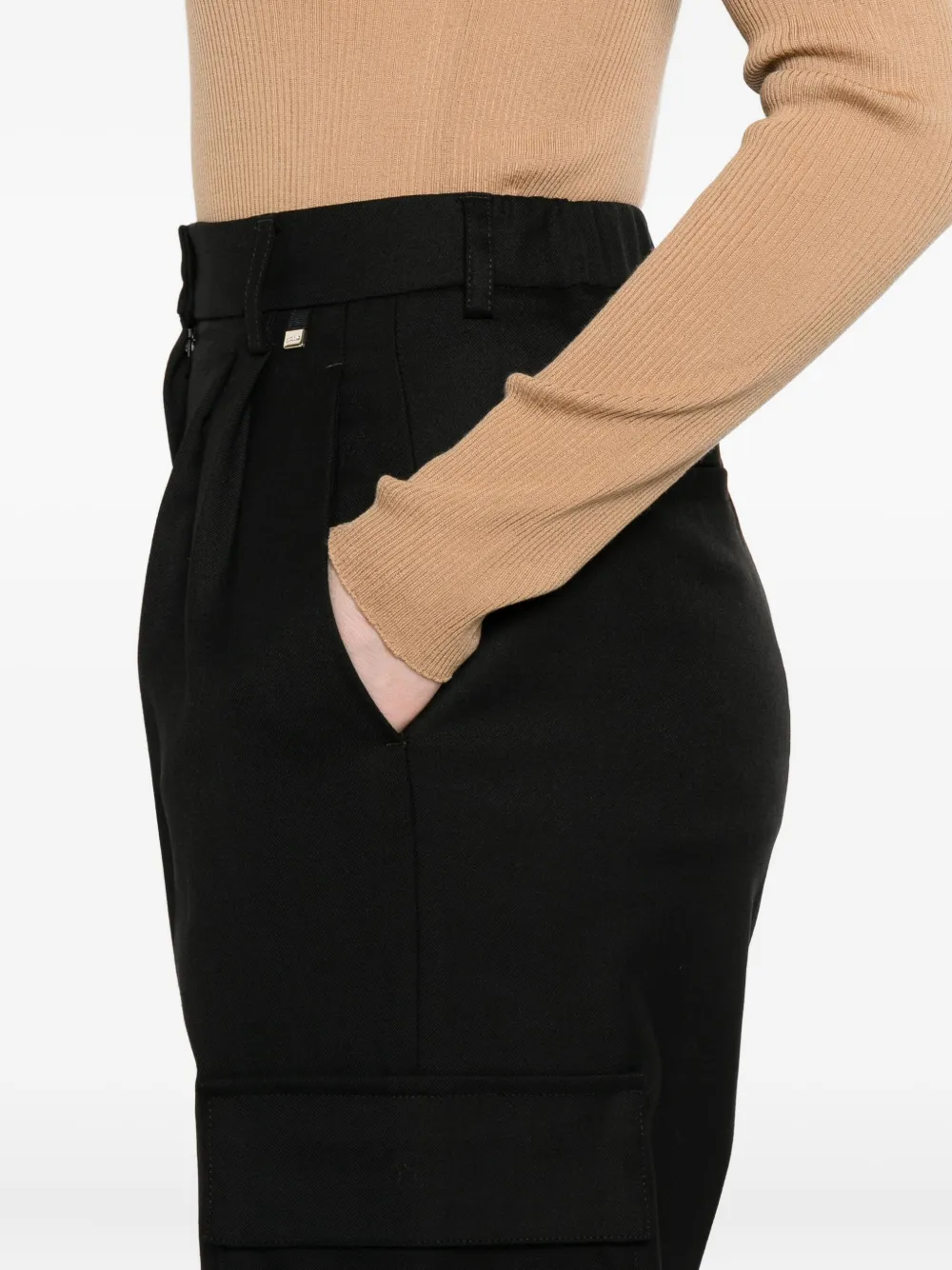 Herno Pleated Cargo Trousers In Black