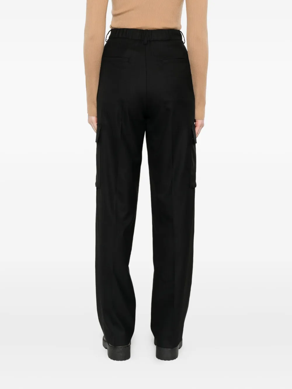Herno Pleated Cargo Trousers In Black