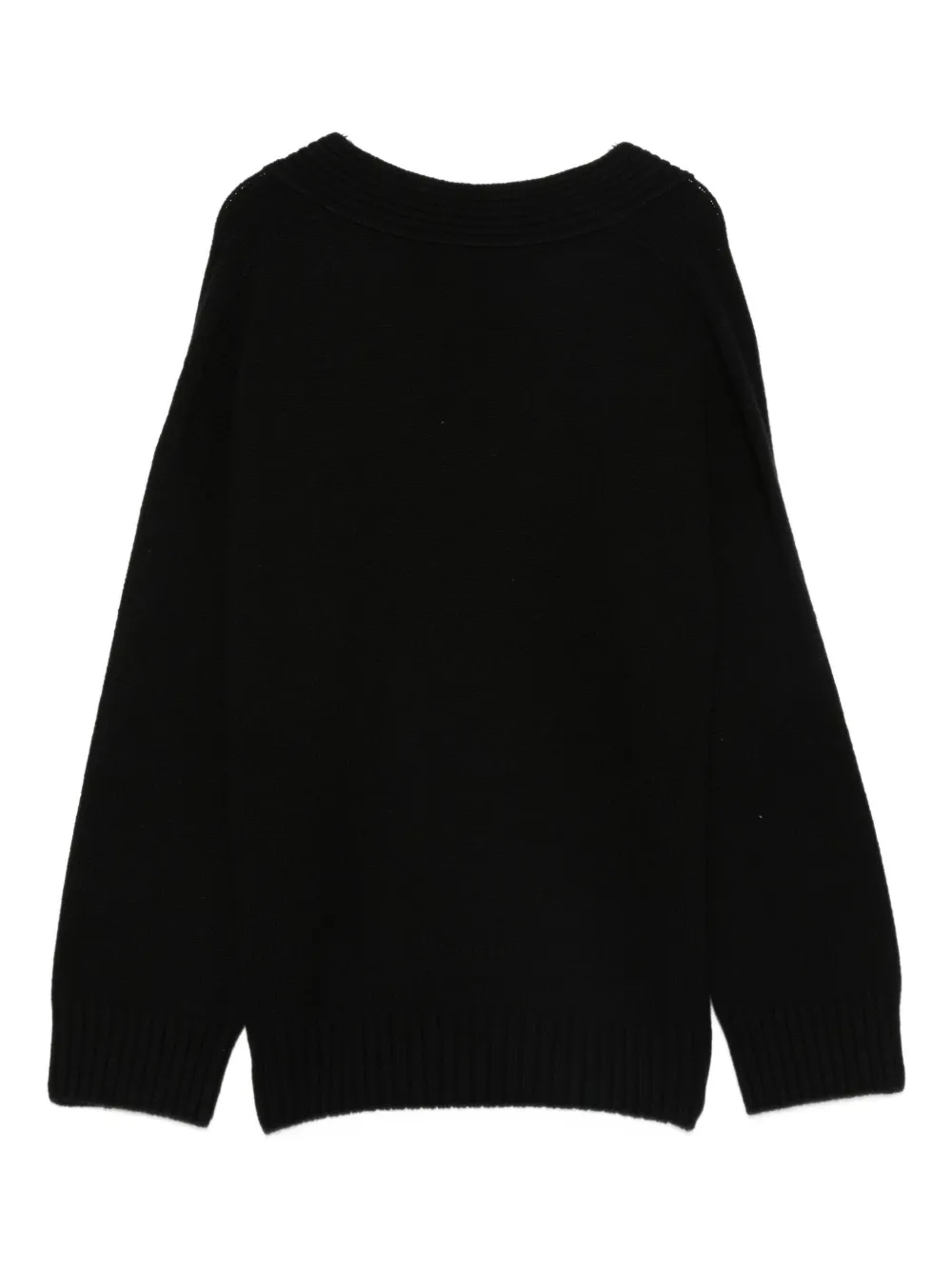 Vanisé V-neck Ribbed Jumper In Black