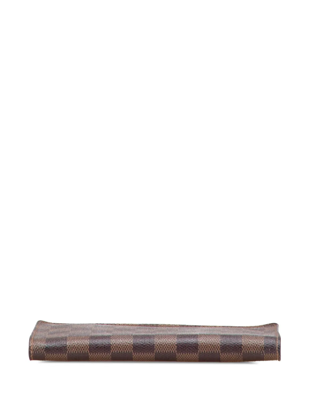 Pre-owned Louis Vuitton 2001 Damier Ebene Porte Monnaie Zippy Wallet Long Wallets In Brown