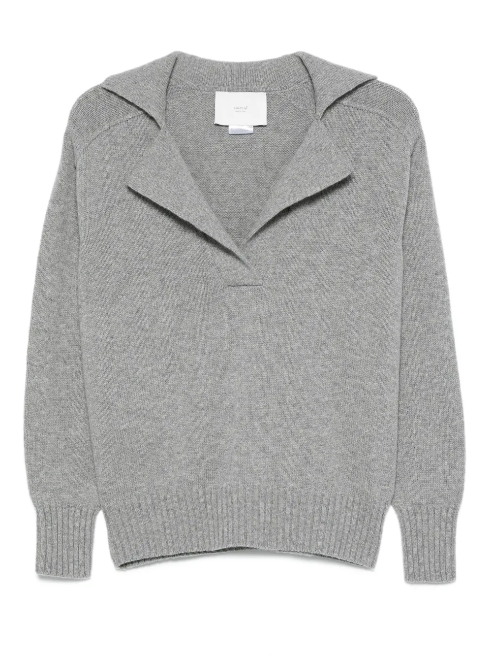 spread-collar sweater