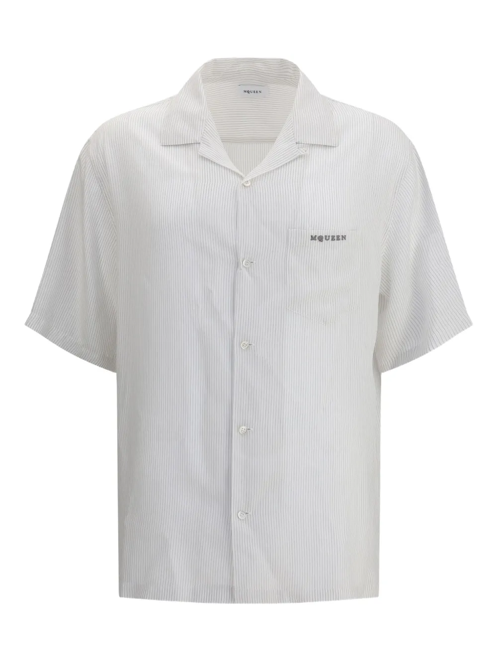 Alexander McQueen striped-pattern embroidered-logo shirt Wit