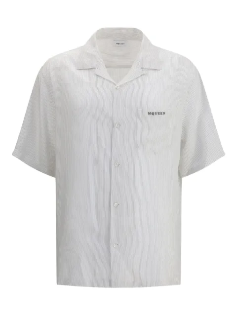 Alexander McQueen striped-pattern embroidered-logo shirt