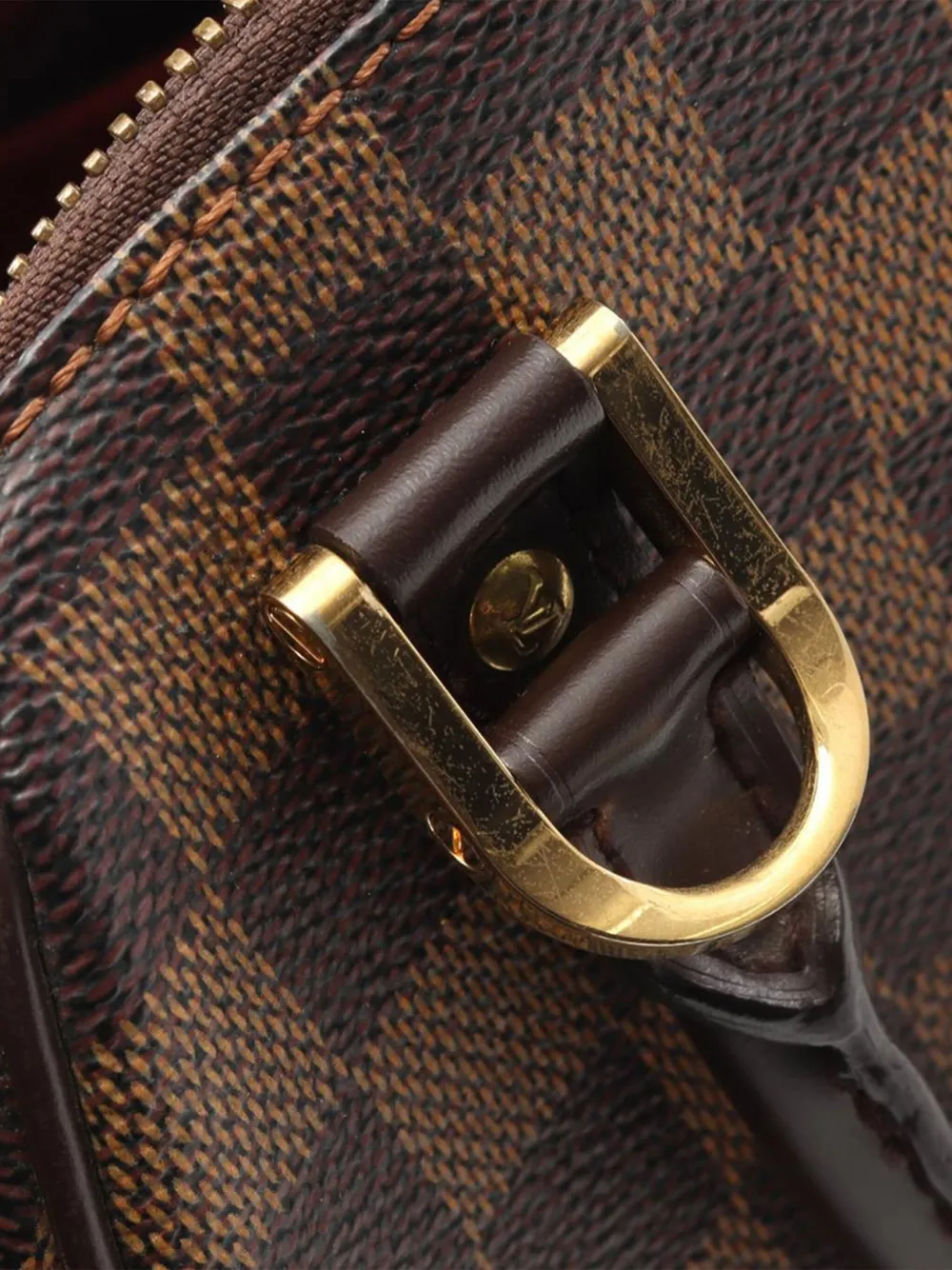 Pre-owned Louis Vuitton 2002 Damier Ebene Mini Ribera Handbag In Brown