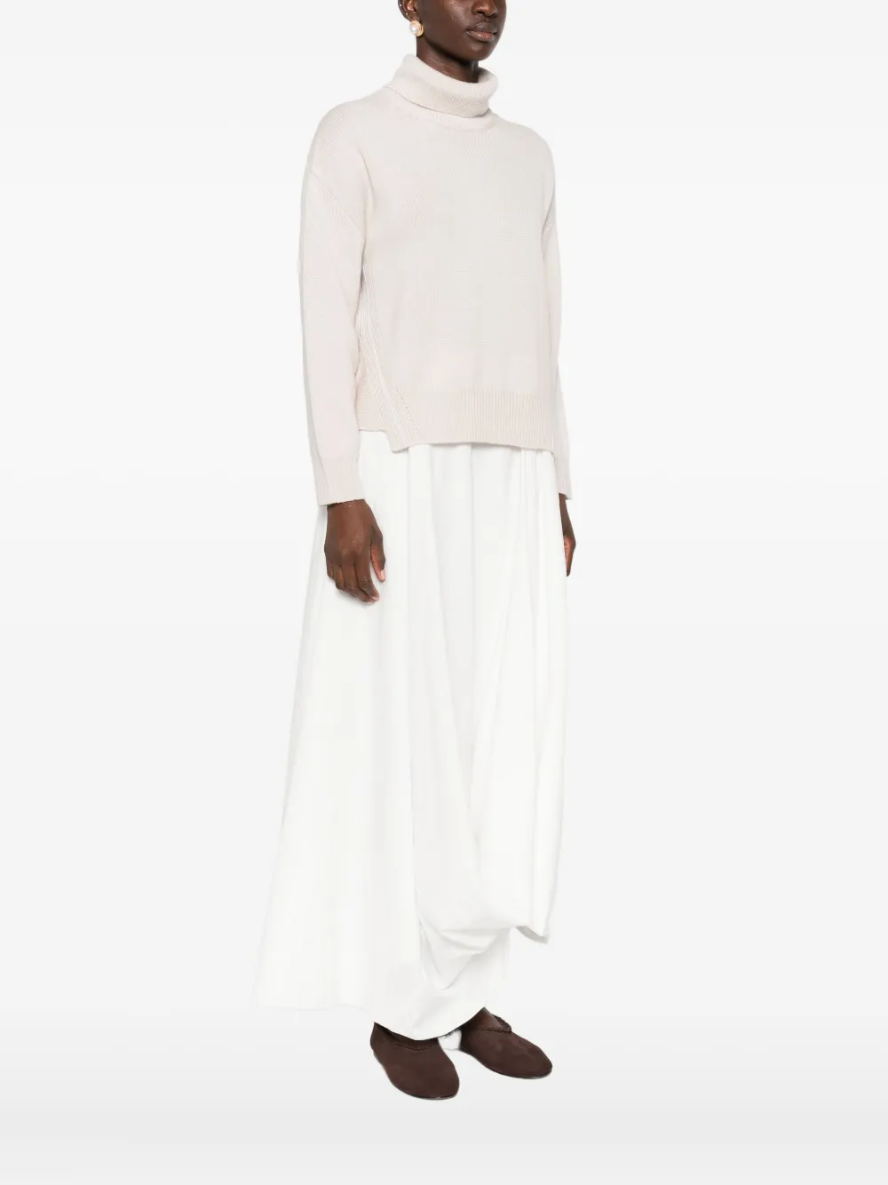 Alpha Studio Turtleneck Merino Sweater In Neutral