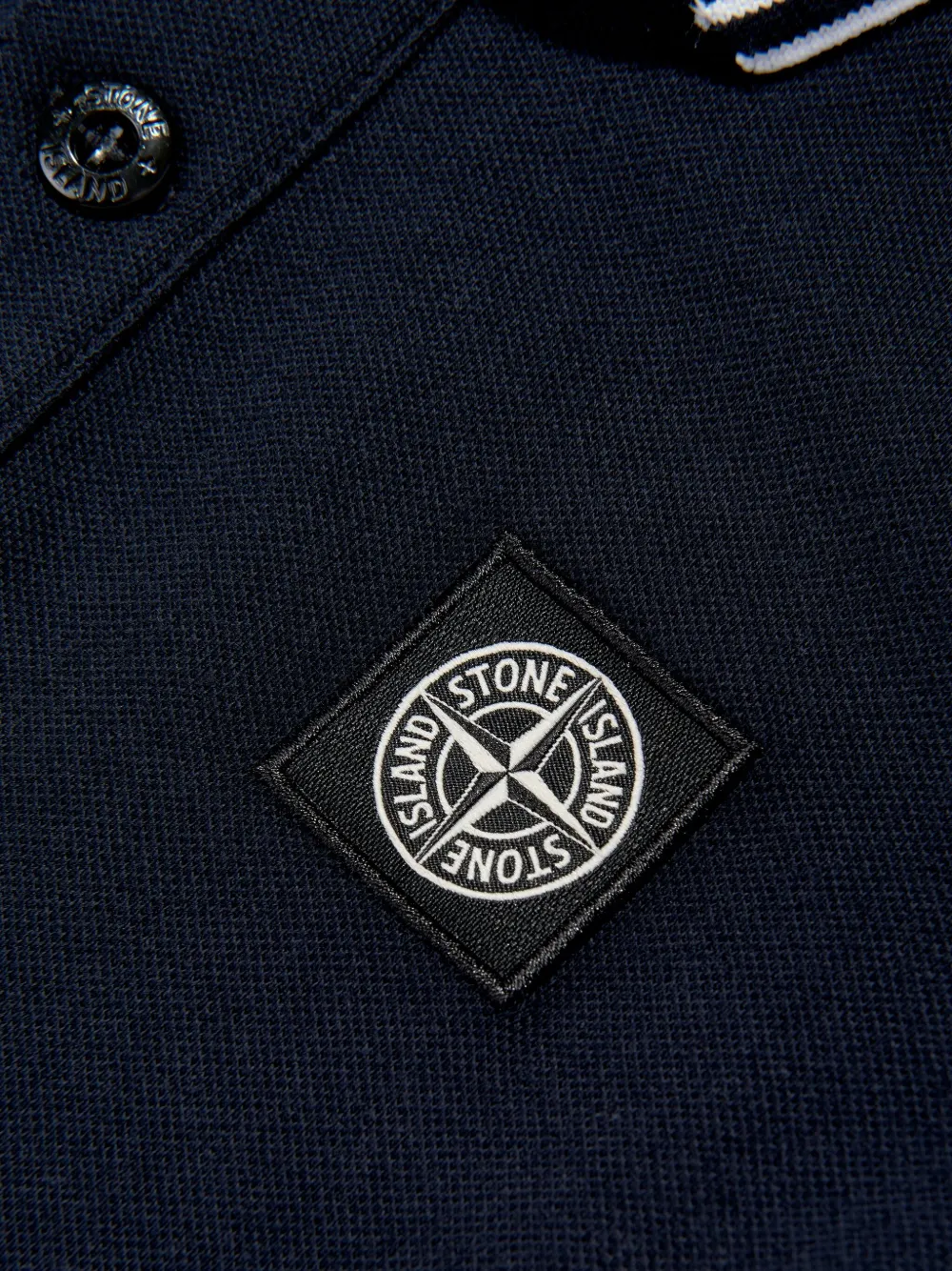 Stone Island Junior tipped-collar logo-patch polo shirt Blauw