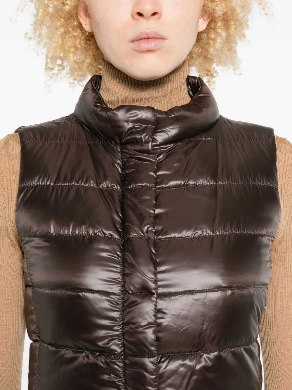 Herno Woman Puffer Dark Brown Size 6 Polyamide In Black