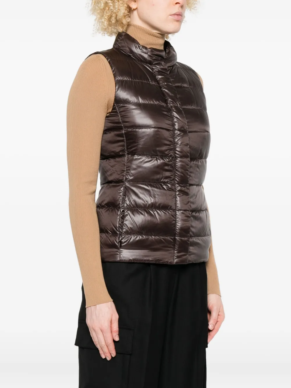 Herno Woman Puffer Dark Brown Size 6 Polyamide In Black