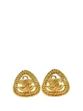 CHANEL Pre-Owned 1980-1990 Gold Plated CC Triangle Rope Clip On Earrings costume earrings