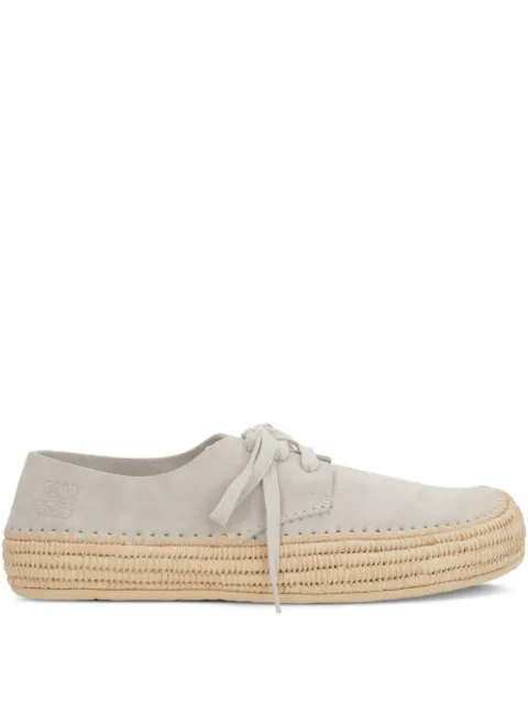 LOEWE Rio petal-toe raffia-trimmed lace-up shoes