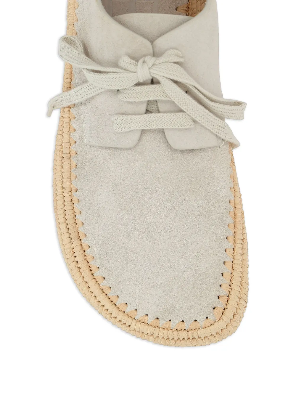 LOEWE Rio petal-toe raffia-trimmed lace-up shoes GREY