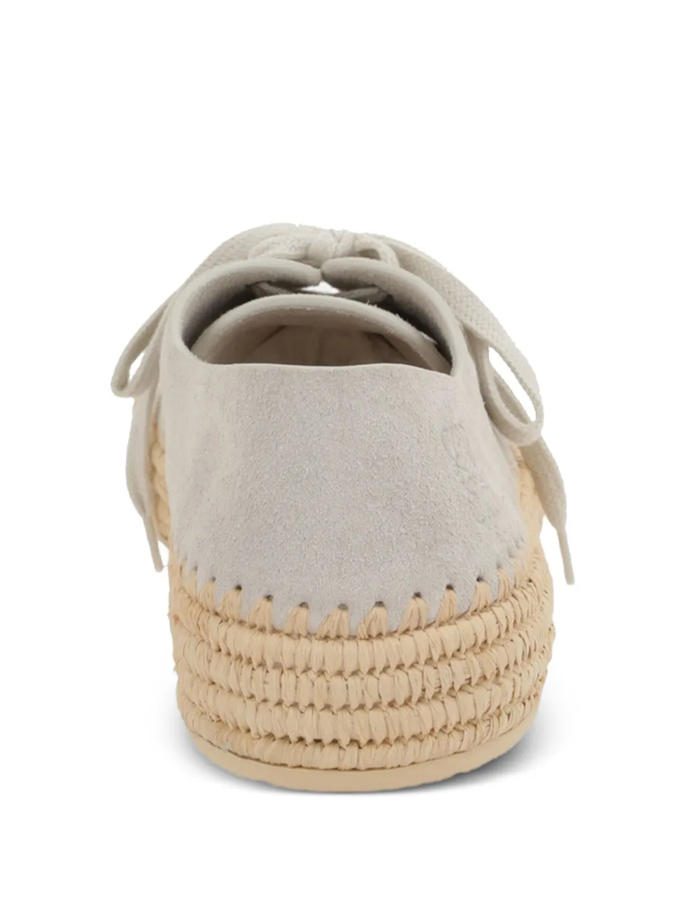 LOEWE Rio petal-toe raffia-trimmed lace-up shoes GREY