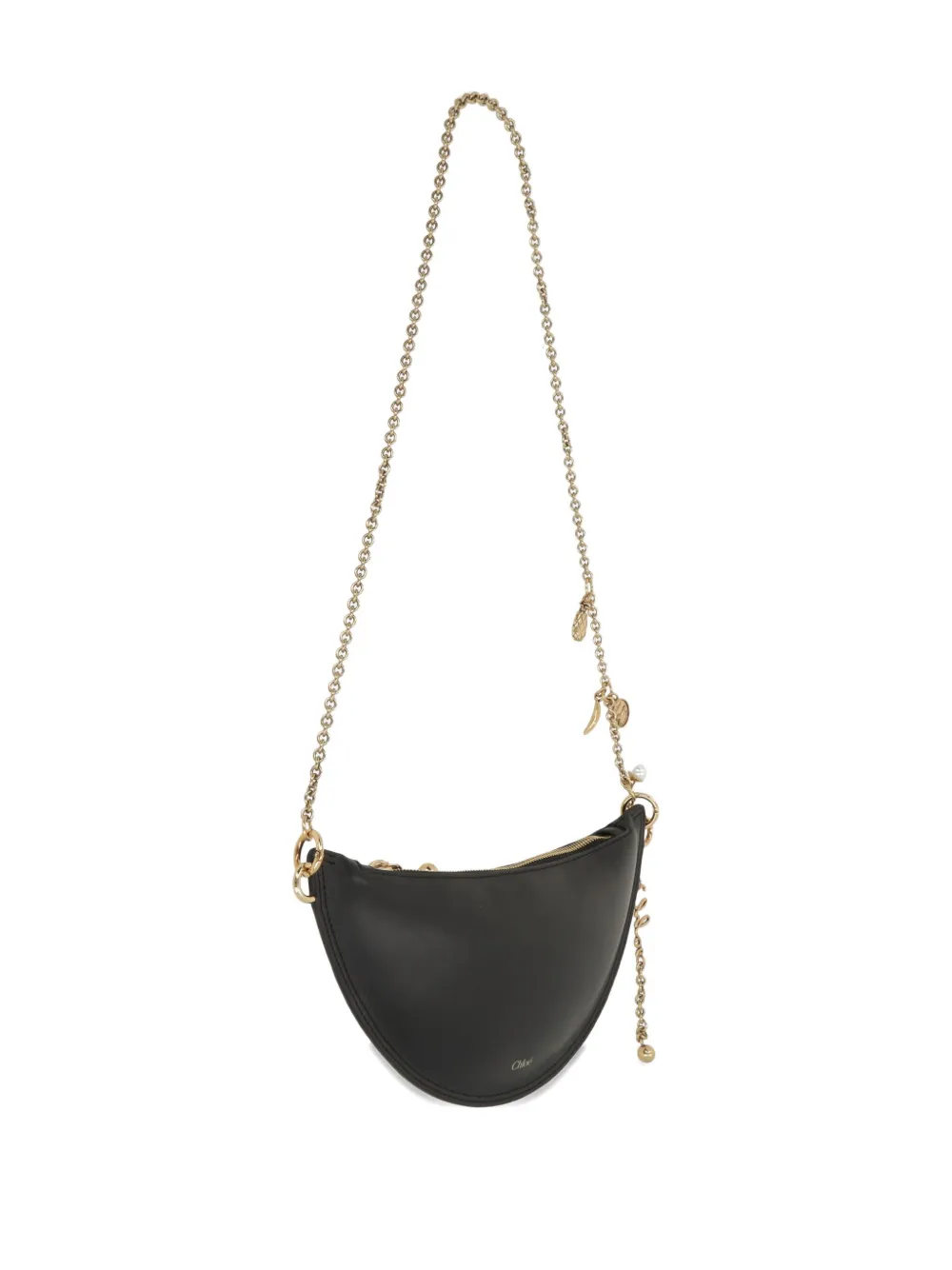 Chloé Crescent-shaped Chain Shoulder Bag In Black