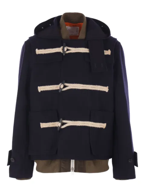 sacai hooded toggle-fastening coat