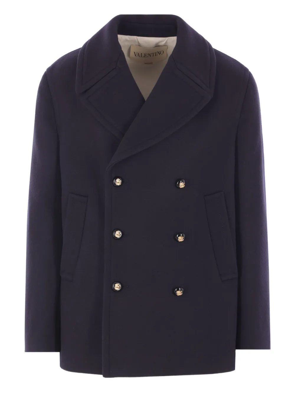 Valentino Garavani Wollen sailorjas met dubbele rij knopen Blauw