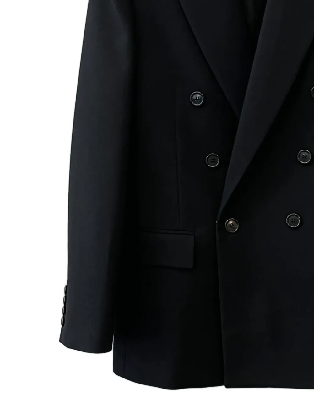 Saint Laurent Cassandre wollen gabardine blazer met dubbele rij knopen Zwart