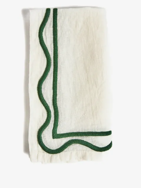 Misette serviettes de table brodées à bords festonnés (lot de quatre)