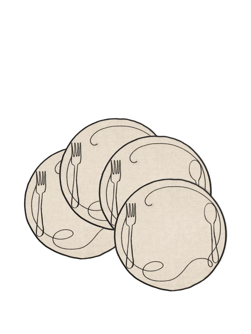  Misette Line Drawing Linen Placemats (set Of Four) - Neutrals 