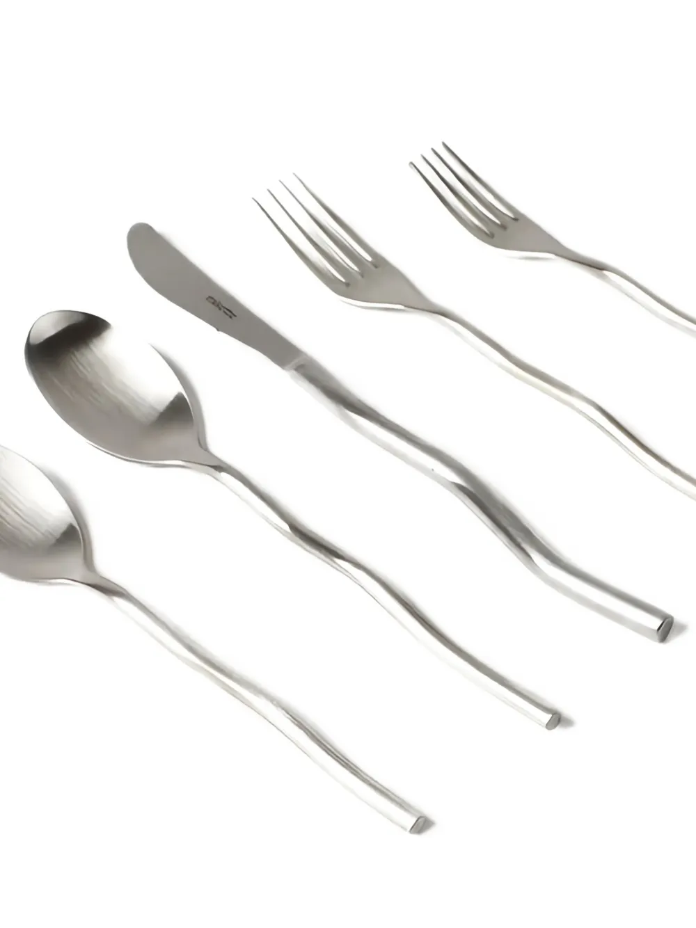 Misette Squiggle Matte Cutlery Set (five Pieces) In Silver