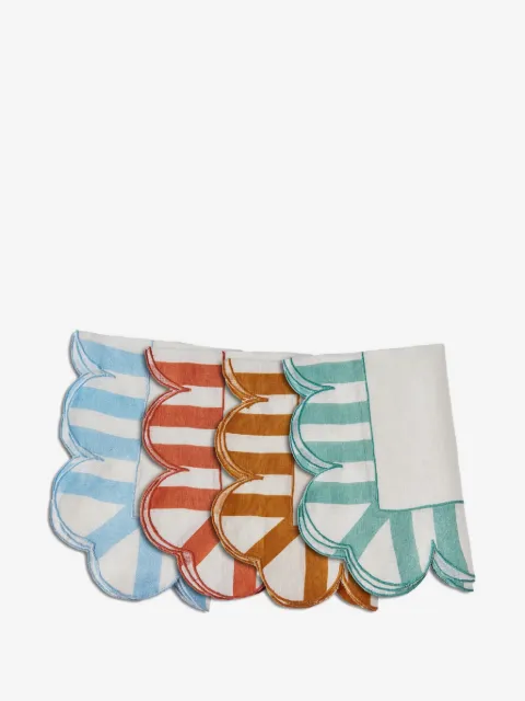 Misette scalloped-edge striped napkins (set of four)