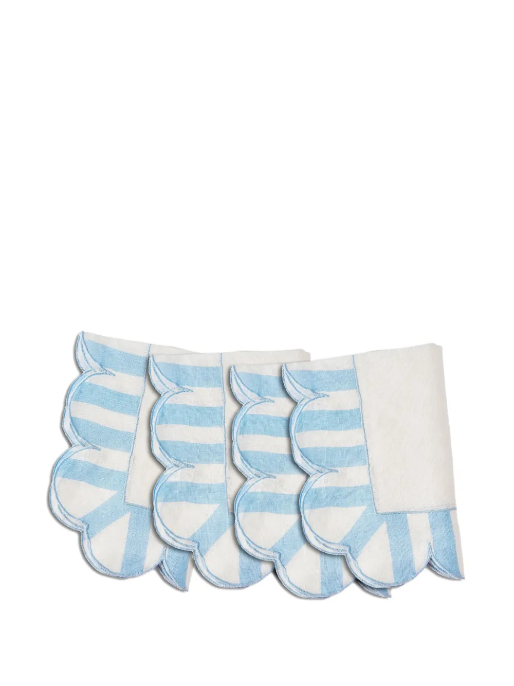 Misette scalloped-edge striped linen napkins (set of four) | White | Image 1