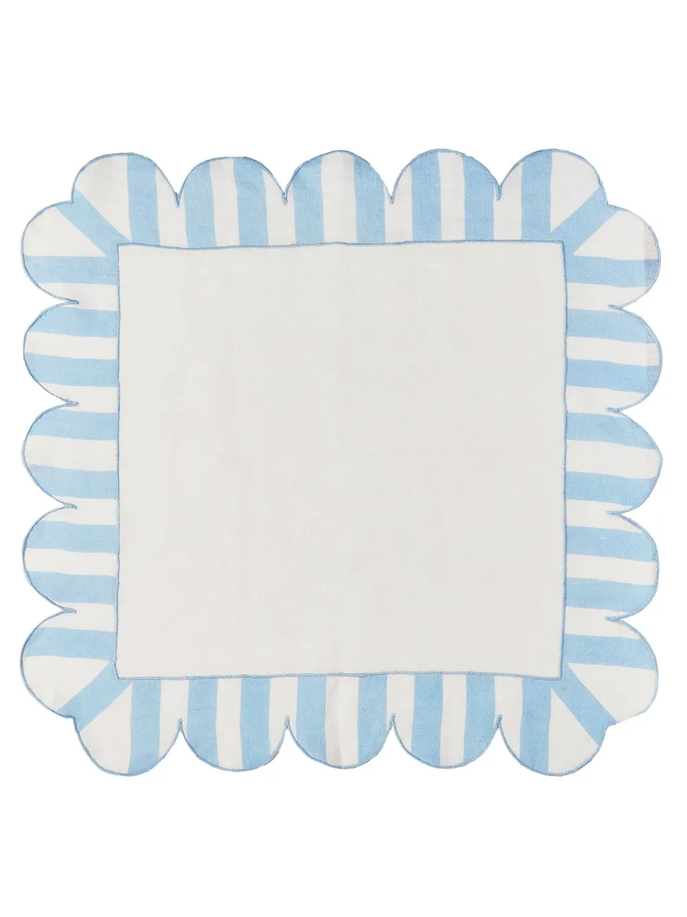 Misette Scalloped-edge Striped Linen Napkins (set Of Four) In Blue