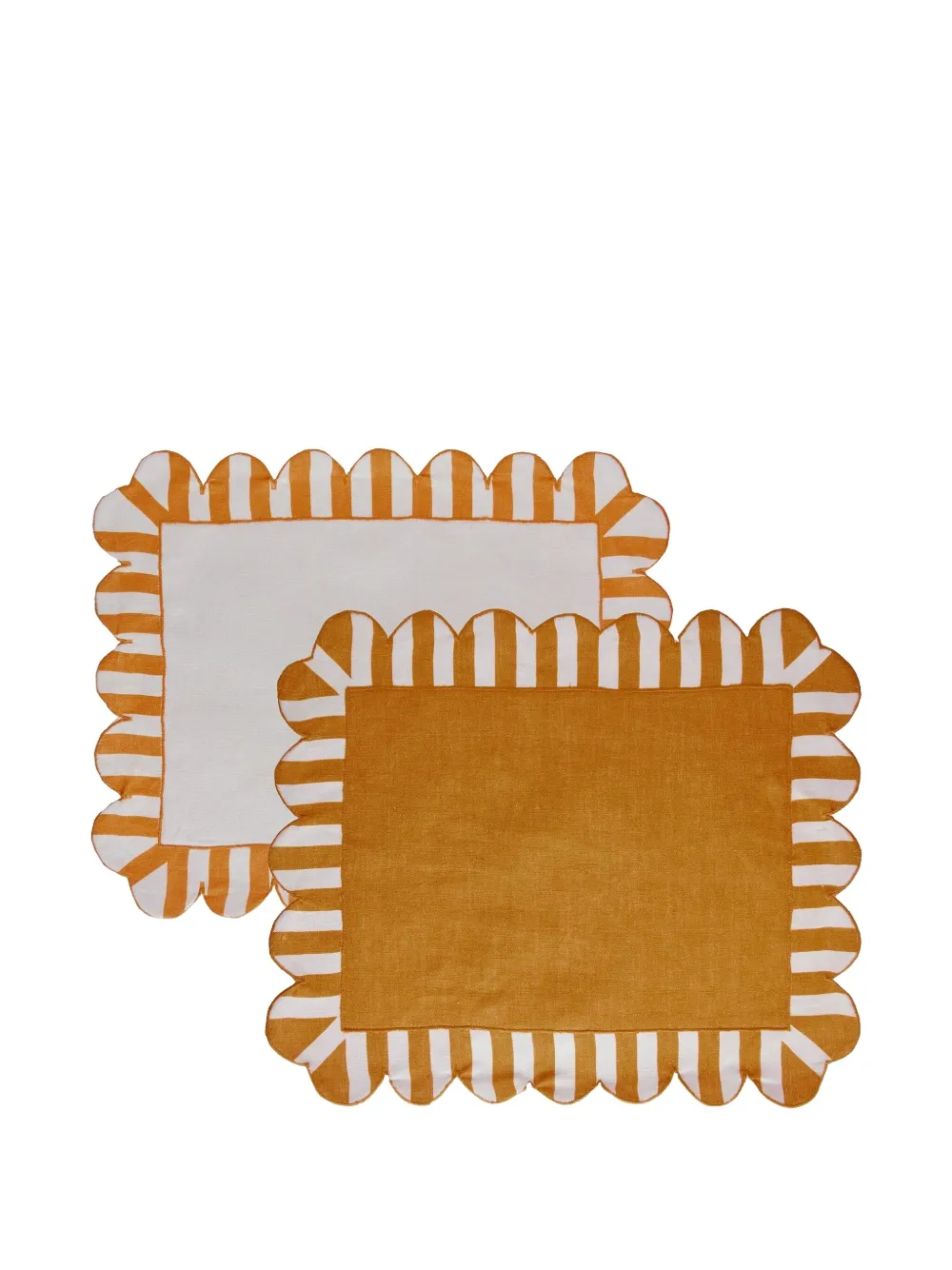 Misette Scalloped Stripe Placemat In Brown