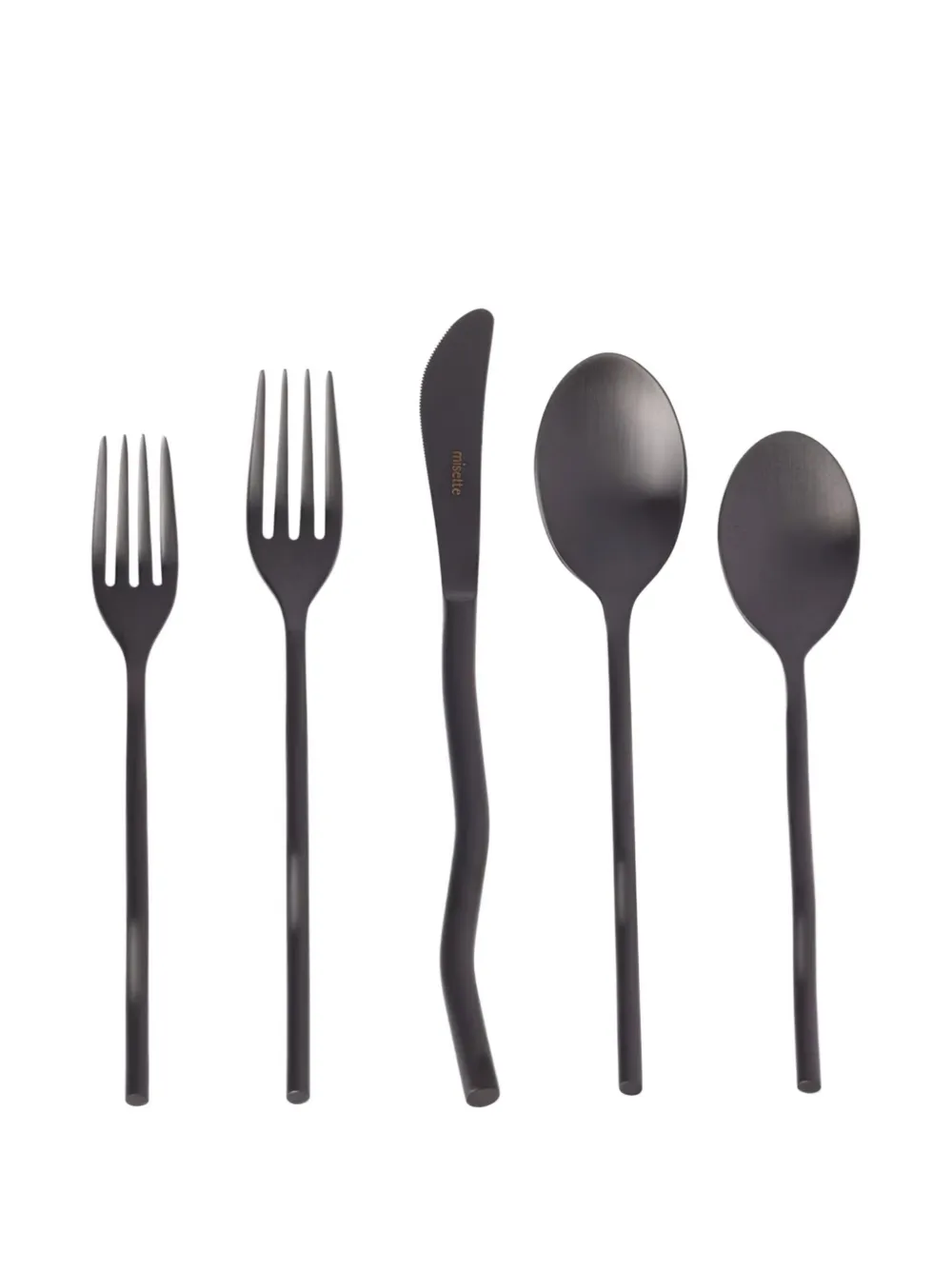 Misette Squiggle Matte Cutlery (set Of Five) In Black