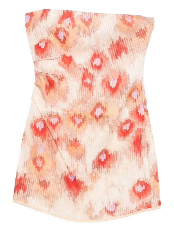 SIR. Fiorella floral-print Strapless Minidress | Neutrals | FARFETCH