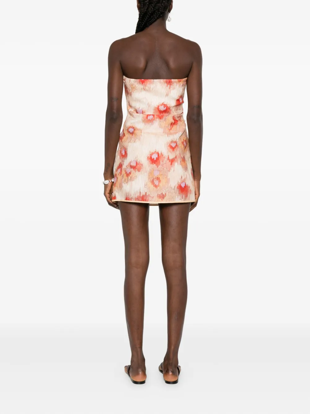 SIR. Fiorella strapless mini-jurk met bloemenprint Beige