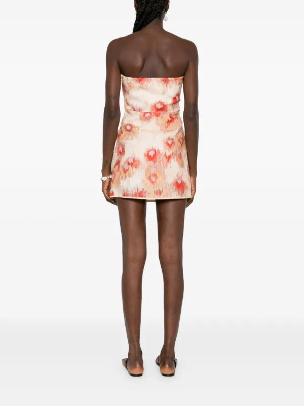 SIR. Fiorella floral-print Strapless Minidress | Neutrals | FARFETCH