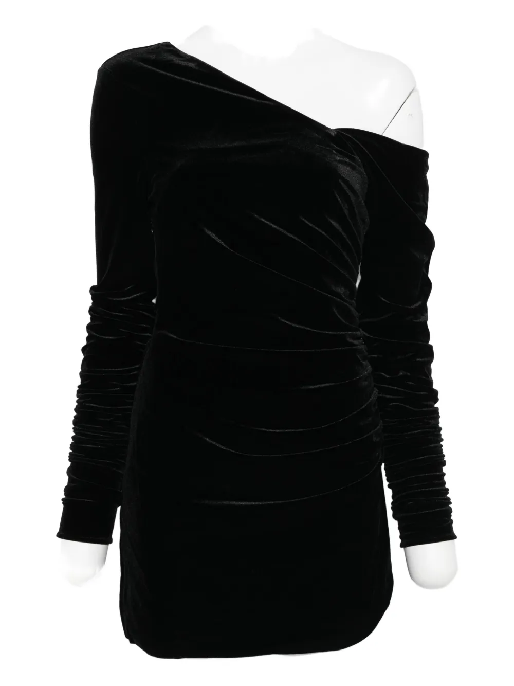 Sir Ettore Off-the-shoulder Draped Stretch-velvet Mini Dress In Black