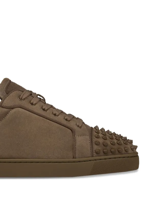 Christian Louboutin Louis Junior spike-embellished Suede Sneakers Brown  FARFETCH SG