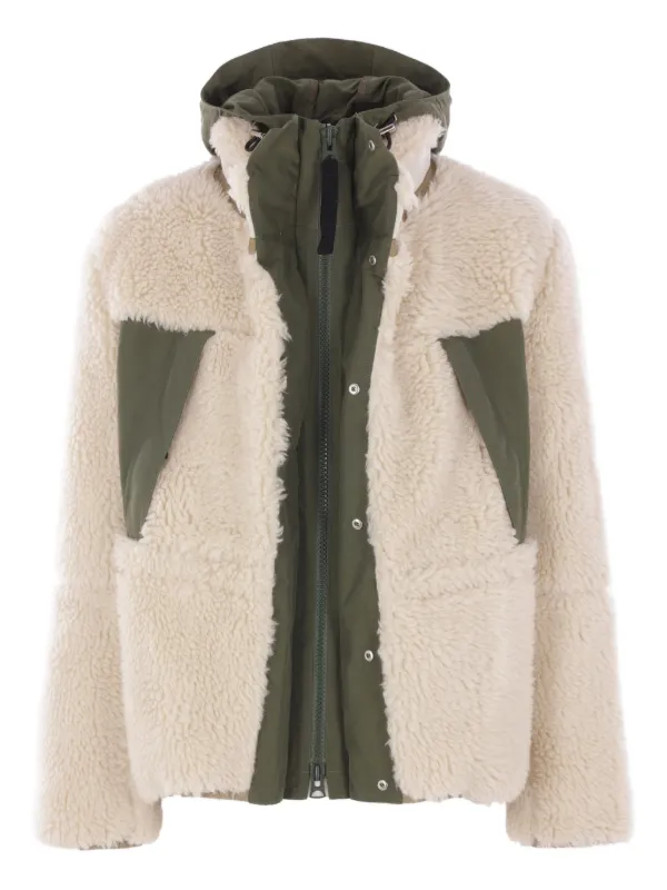 Sacai フリースパネル フーデッドジャケット | ニュートラル | FARFETCH JP