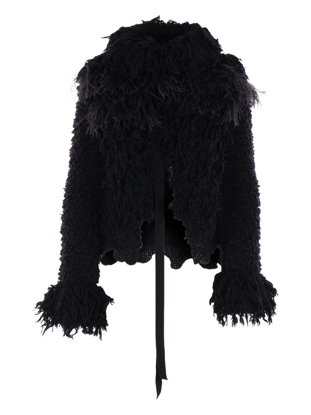 Ann Demeulemeester feather-trim jacket | Black | Image 1