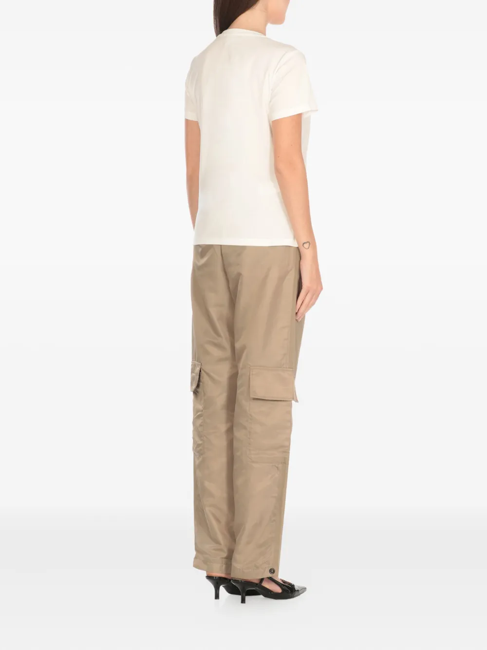 PINKO Love Birds T-shirt met studs Beige